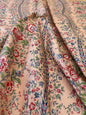 Clarence House Le Chantily Floral Garland Hand Print Chintz Green Red Blue on Peach Pink Cotton Print - By The Yard