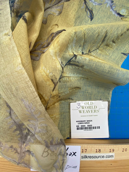 32 Berkbox77 Square Printed Fabrics by Old World Weavers Woodbury Sheer Lemon Birch Yellow Floral Print  Sheer MSRP USD 100/