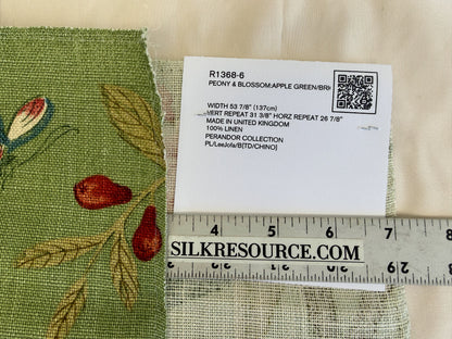Gp & J Baker Lee Jofa Linen Peony & Blossom Leaf Green Red MSRP USD 330/yard
