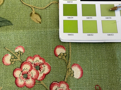 Gp & J Baker Lee Jofa Linen Peony & Blossom Leaf Green Red MSRP USD 330/yard