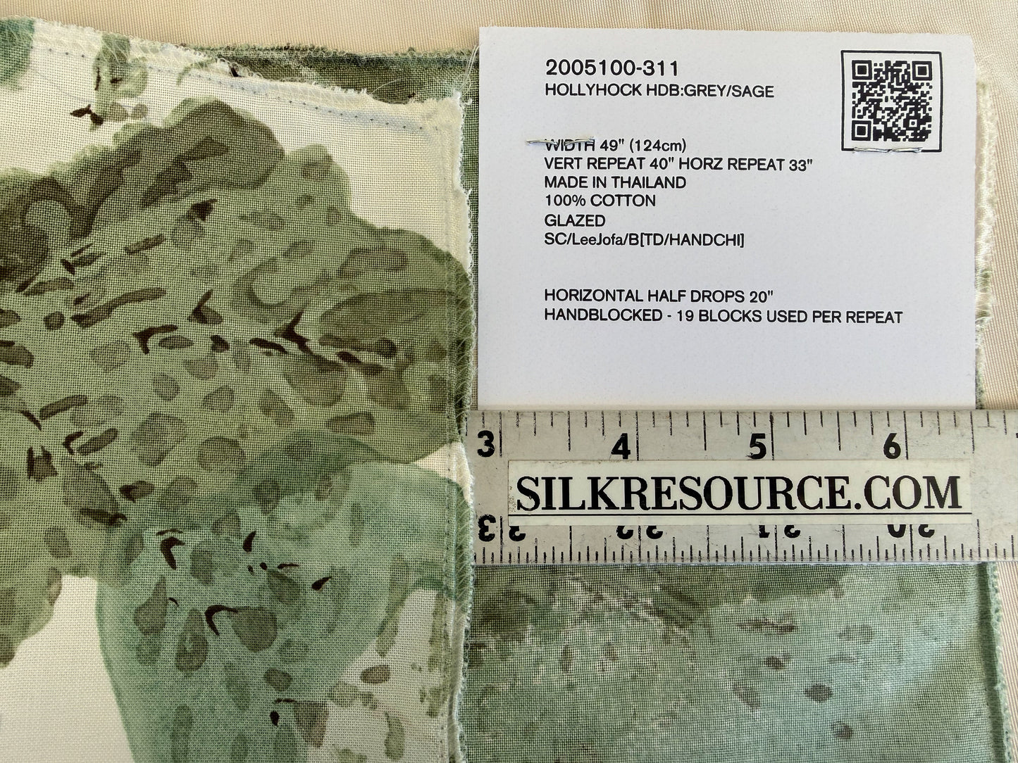 Lee Jofa Hollyhock HDB Grey Sage Cotton Floral Botanical MSRP USD796/y Special Order