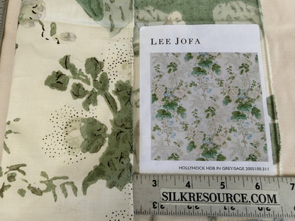 Lee Jofa Hollyhock HDB Grey Sage Cotton Floral Botanical MSRP USD796/y Special Order