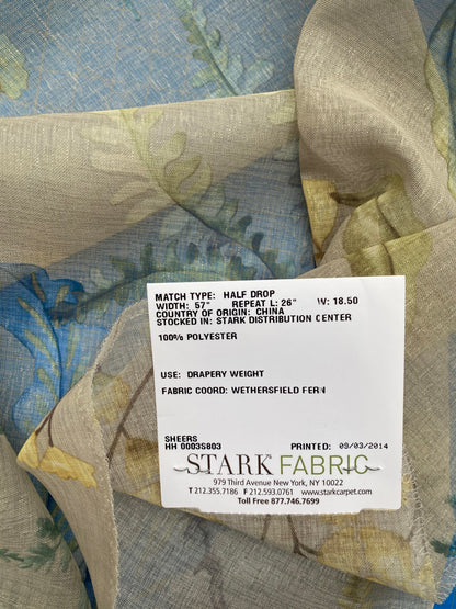35 Berkbox77 Square Printed Fabrics by Old World Weavers Woodbury Sheer Khaki Beige Floral Print  Sheer MSRP USD 100/y