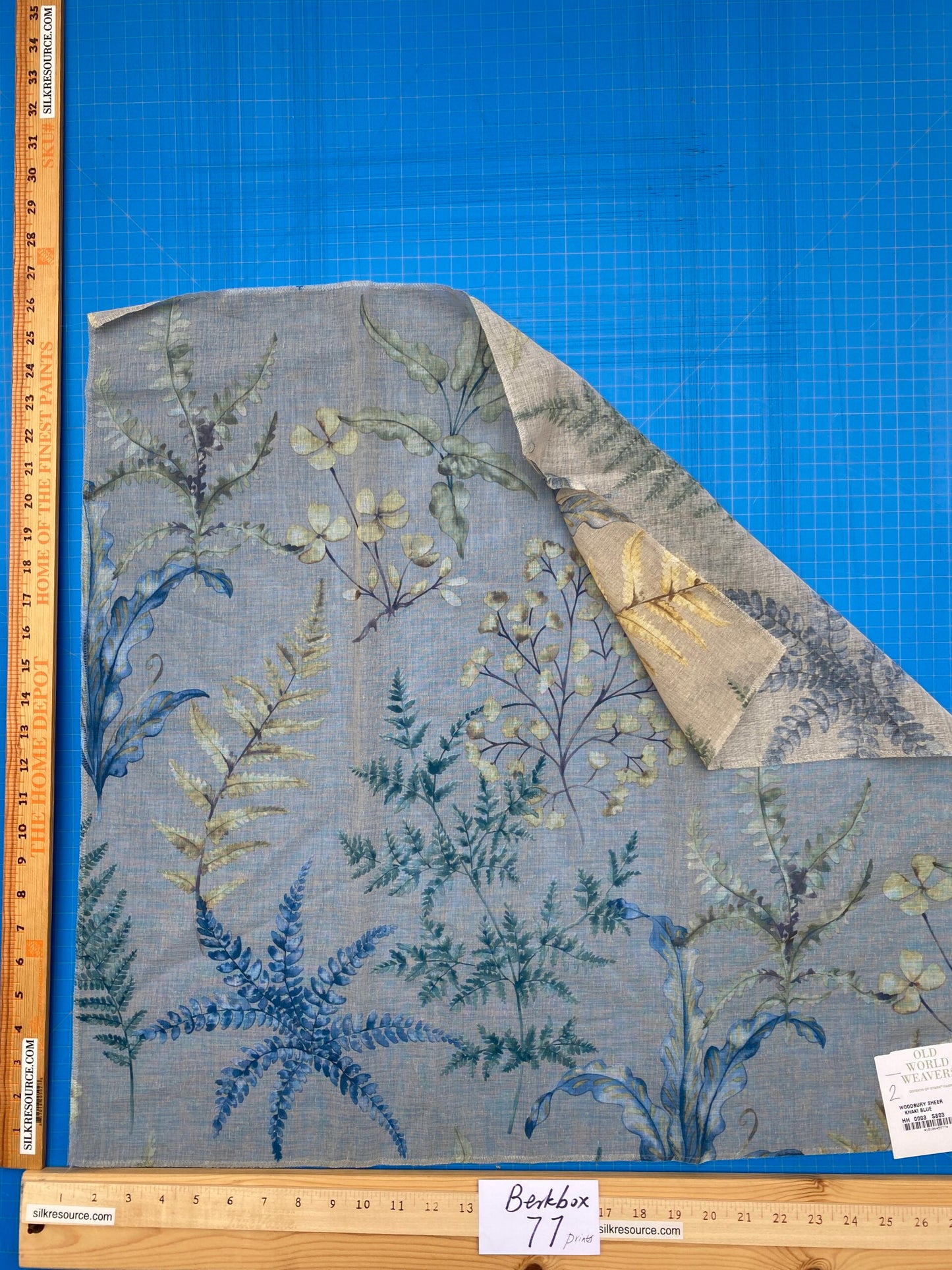 36 Berkbox77 Square Printed Fabrics by Old World Weavers Woodbury Sheer Khaki Beige Floral Print Sheer MSRP USD 100/y