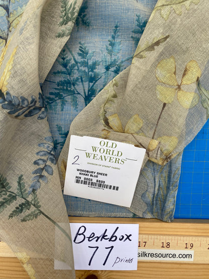 36 Berkbox77 Square Printed Fabrics by Old World Weavers Woodbury Sheer Khaki Beige Floral Print Sheer MSRP USD 100/y