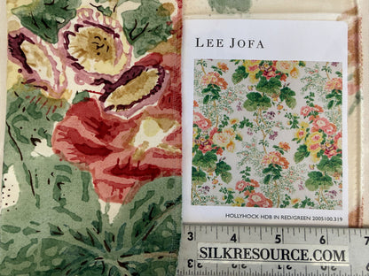 Lee Jofa Hollyhock HDB Apricot Lake Red Green Cotton Floral Botanical MSRP USD796/y Special Order