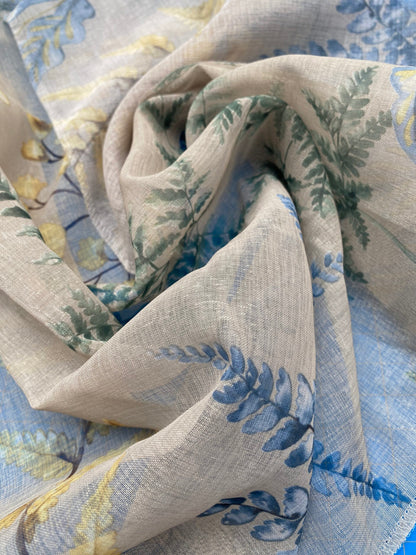 36 Berkbox77 Square Printed Fabrics by Old World Weavers Woodbury Sheer Khaki Beige Floral Print Sheer MSRP USD 100/y