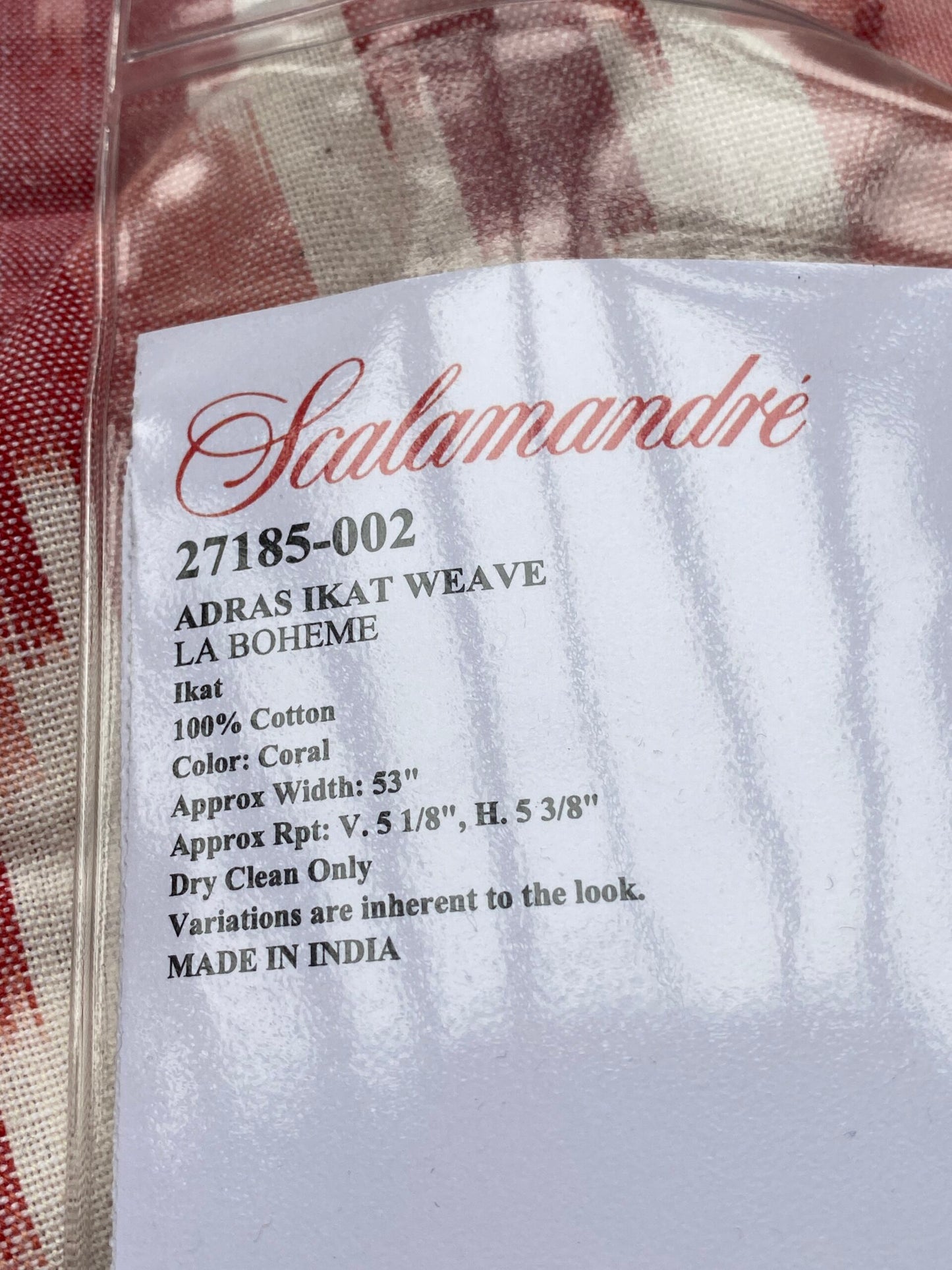 37 Berkbox77 Square Printed Fabrics by Scalamandre Adras Ikat Weave Coral Red Cotton Chevron MSRP USD 150/y