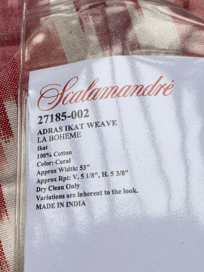 37 Berkbox77 Square Printed Fabrics by Scalamandre Adras Ikat Weave Coral Red Cotton Chevron MSRP USD 150/y