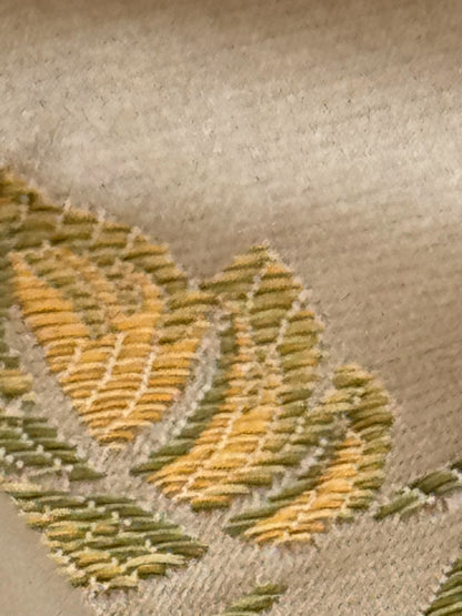 BY Yard Kravet Villa Carlotta Pongee 100% silk Lampas Chinoiserie Peony Rose Vine Pale Gold MSRP USD 354/Y