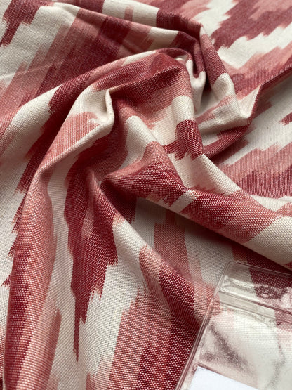 37 Berkbox77 Square Printed Fabrics by Scalamandre Adras Ikat Weave Coral Red Cotton Chevron MSRP USD 150/y