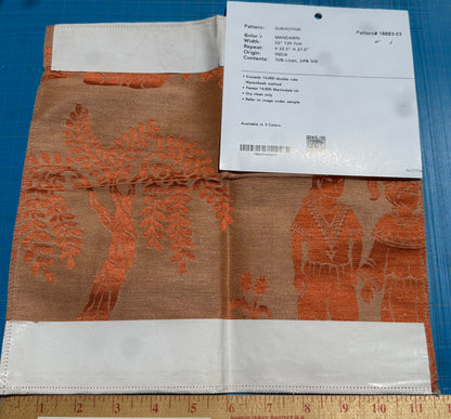 Special Order Clarence House Sukhothai Linen Silk Mandarin Orange Asian Damask MSRP USD 356/y
