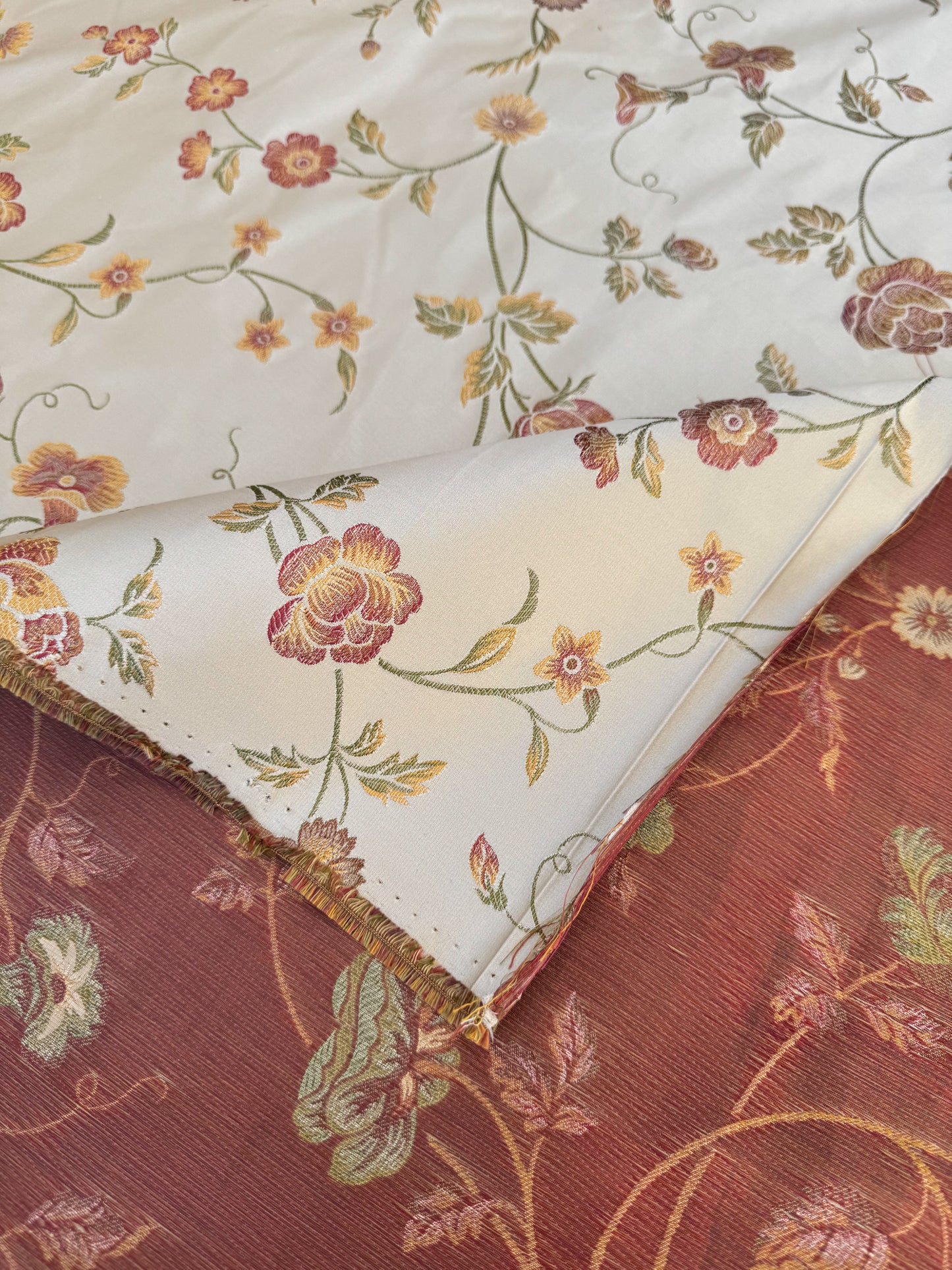 BY Yard Kravet Villa Carlotta Pongee 100% silk Lampas Chinoiserie Peony Rose Vine Pale Gold MSRP USD 354/Y