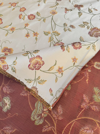 BY Yard Kravet Villa Carlotta Pongee 100% silk Lampas Chinoiserie Peony Rose Vine Pale Gold MSRP USD 354/Y
