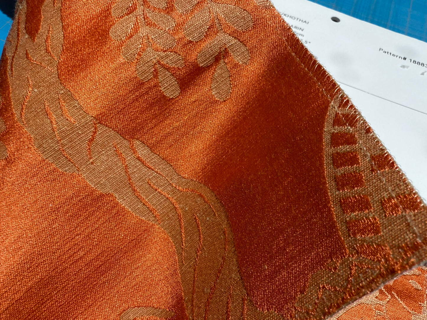 Special Order Clarence House Sukhothai Linen Silk Mandarin Orange Asian Damask MSRP USD 356/y