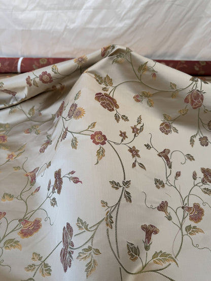 BY Yard Kravet Villa Carlotta Pongee 100% silk Lampas Chinoiserie Peony Rose Vine Pale Gold MSRP USD 354/Y