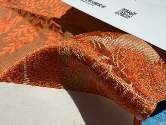 Special Order Clarence House Sukhothai Linen Silk Mandarin Orange Asian Damask MSRP USD 356/y