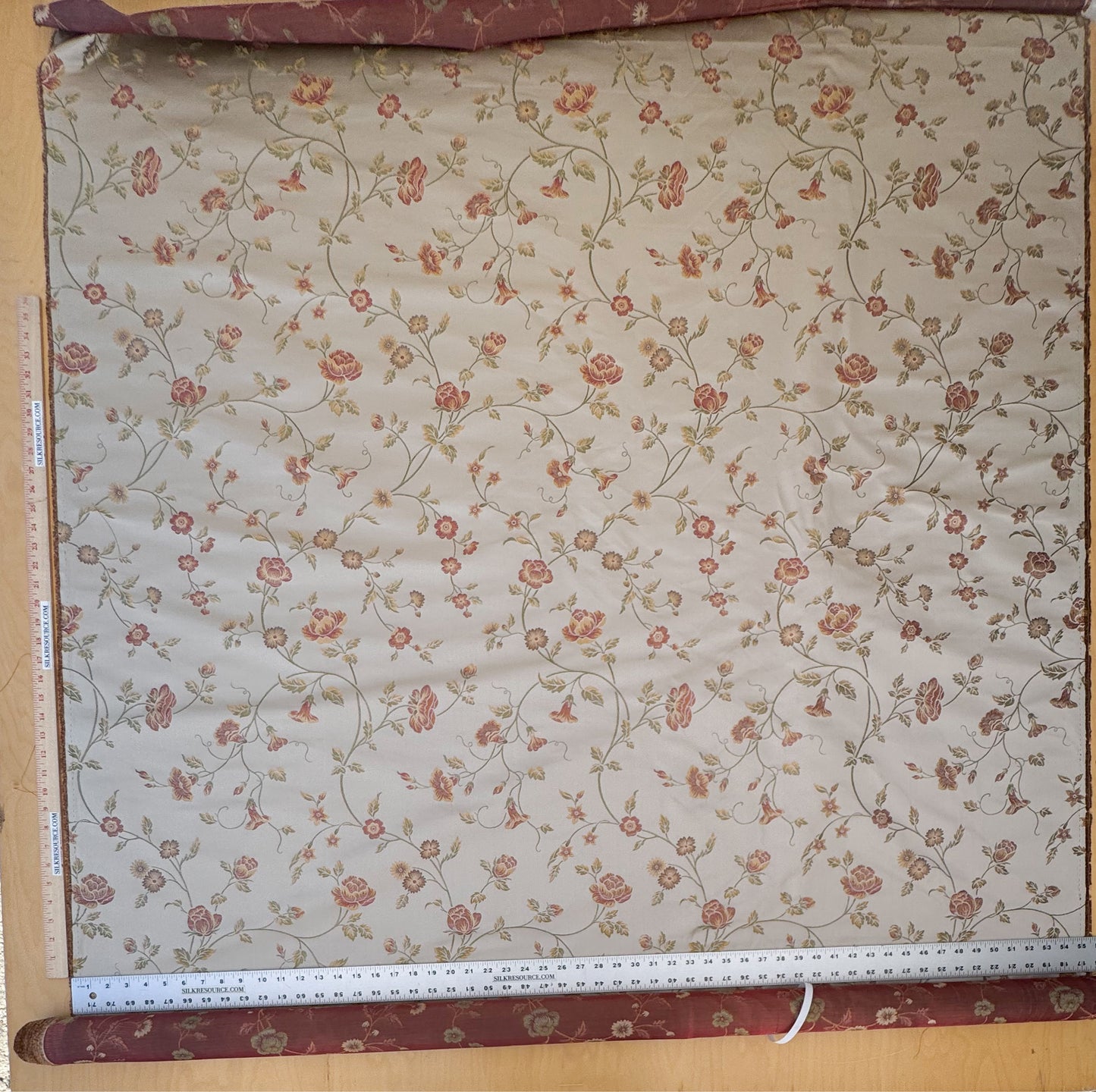 BY Yard Kravet Villa Carlotta Pongee 100% silk Lampas Chinoiserie Peony Rose Vine Pale Gold MSRP USD 354/Y