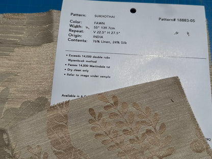 Special Order Clarence House Sukhothai Linen Silk Fawn Brown Asian Damask MSRP USD 356/y
