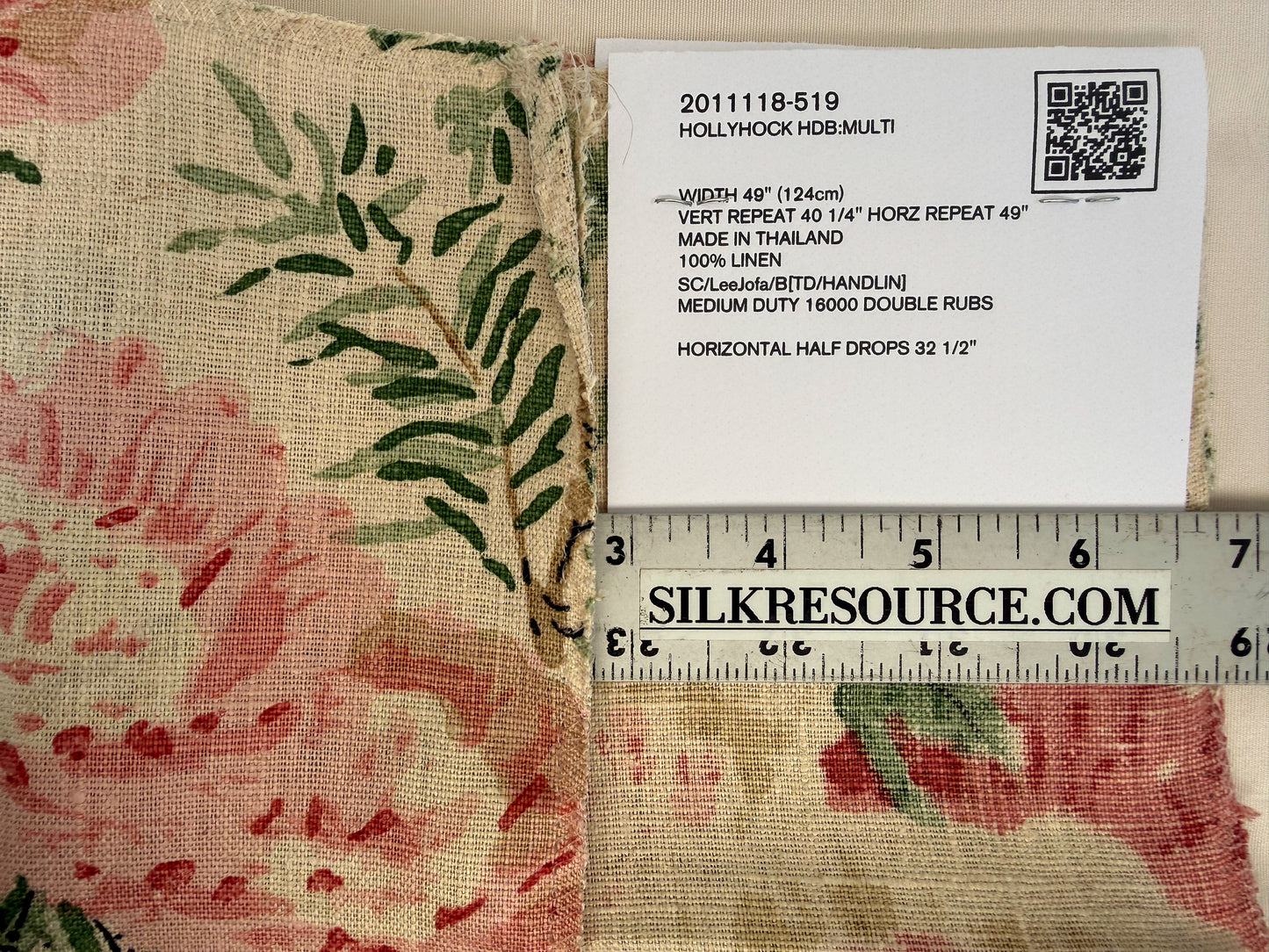 Lee Jofa Hollyhock HDB Multi Linen Print Floral Botanical MSRP USD796/y Special Order