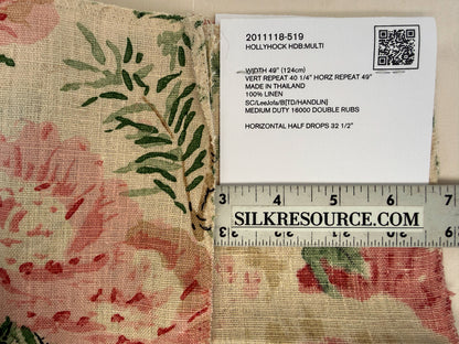 Lee Jofa Hollyhock HDB Multi Linen Print Floral Botanical MSRP USD796/y Special Order