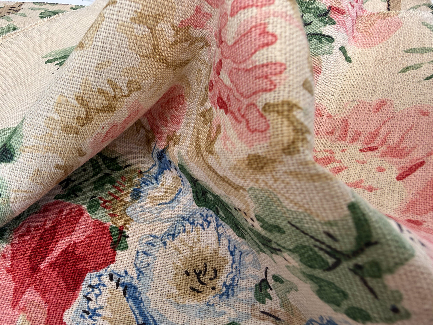 Lee Jofa Hollyhock HDB Multi Linen Print Floral Botanical MSRP USD796/y Special Order