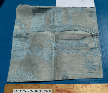 Special Order Clarence House Sukhothai Linen Silk Azure Blue Asian Damask MSRP USD 356/y
