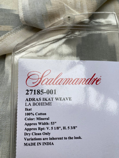 40 Berkbox77 Square Printed Fabrics by Scalamandre Adras Ikat Weave Mineral Gray White Cotton Chevron MSRP USD 150/y
