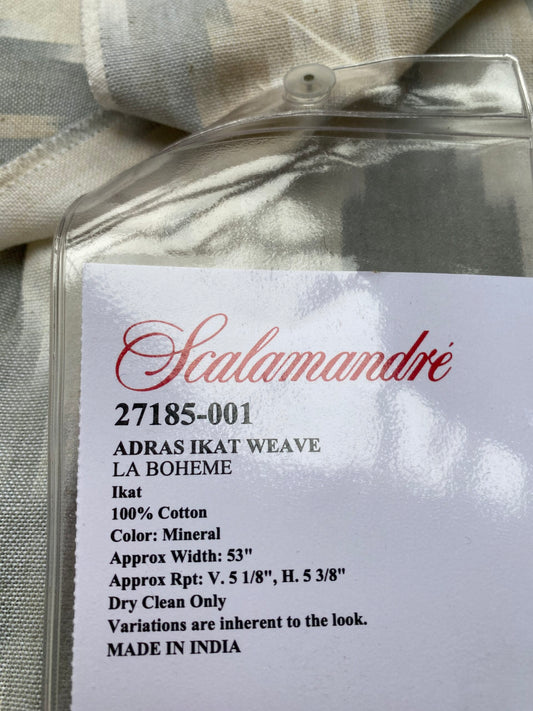 40 Berkbox77 Square Printed Fabrics by Scalamandre Adras Ikat Weave Mineral Gray White Cotton Chevron MSRP USD 150/y