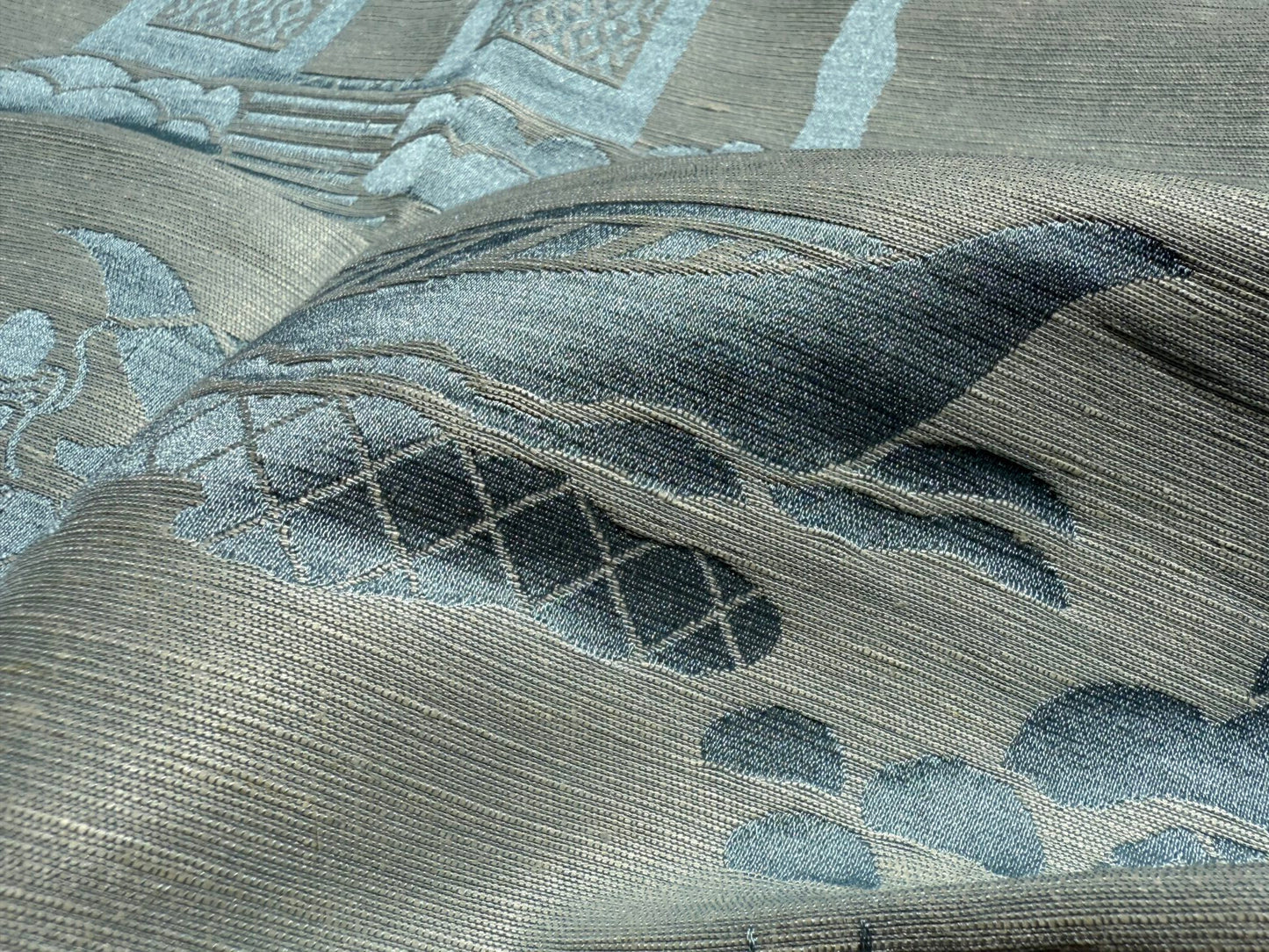 Special Order Clarence House Sukhothai Linen Silk Azure Blue Asian Damask MSRP USD 356/y