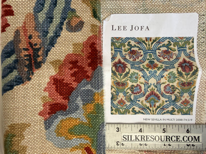 Special Order Lee Jofa  New Sevilla - Multi Medallion Suzani Persian Blue Red White Linen