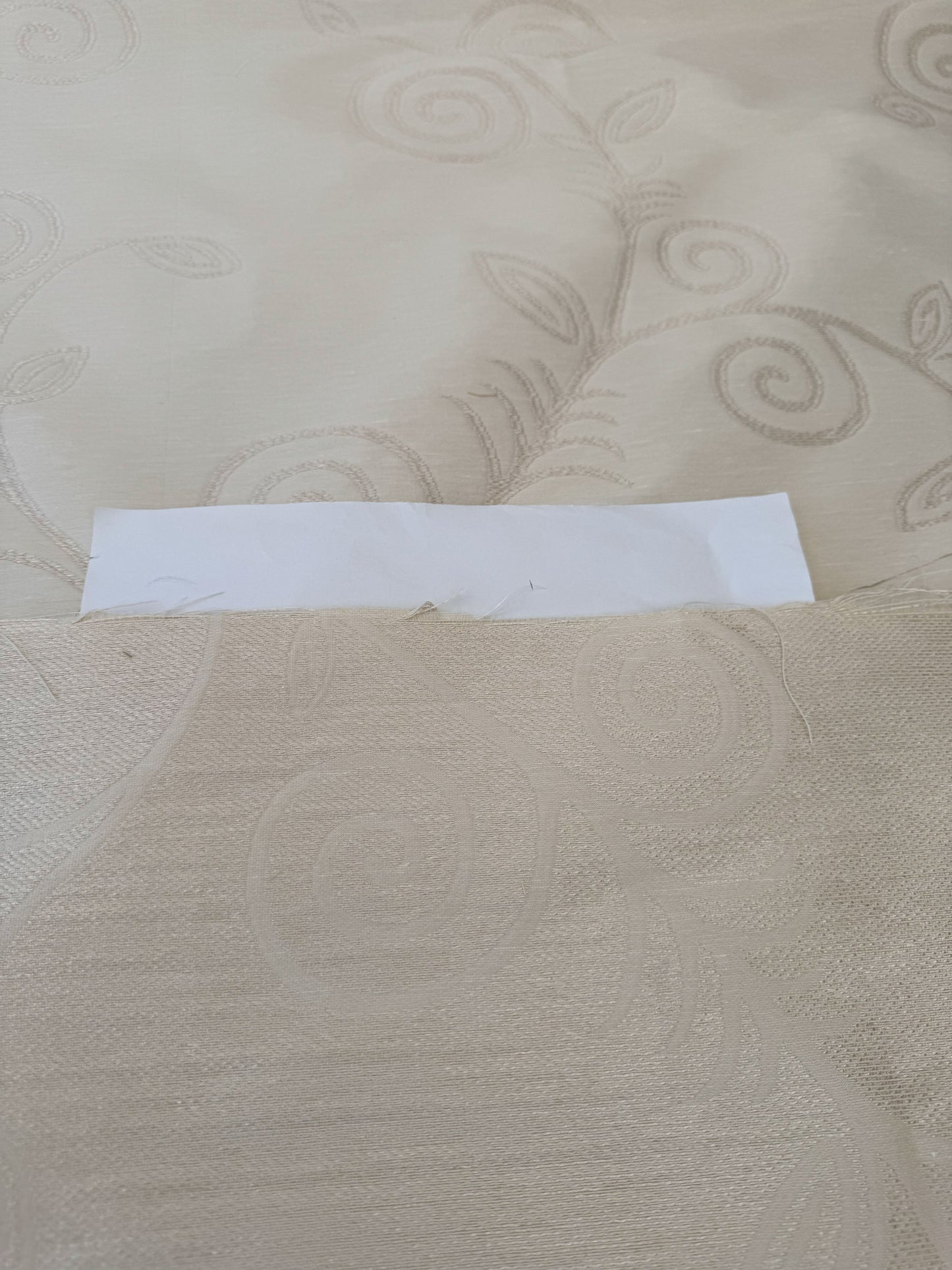 By Yard Scalamandre Soren Ivory White Modern Scandinavian Crewel Foliage Vine Linen MSRP USD 312/Y