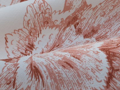 Scalamandre  Pillement in Coral Chinoiserie Toile Print Cotton Pink Red White Landscape Pagoda Jean-Baptiste Pillement MSRP USD 300+/y