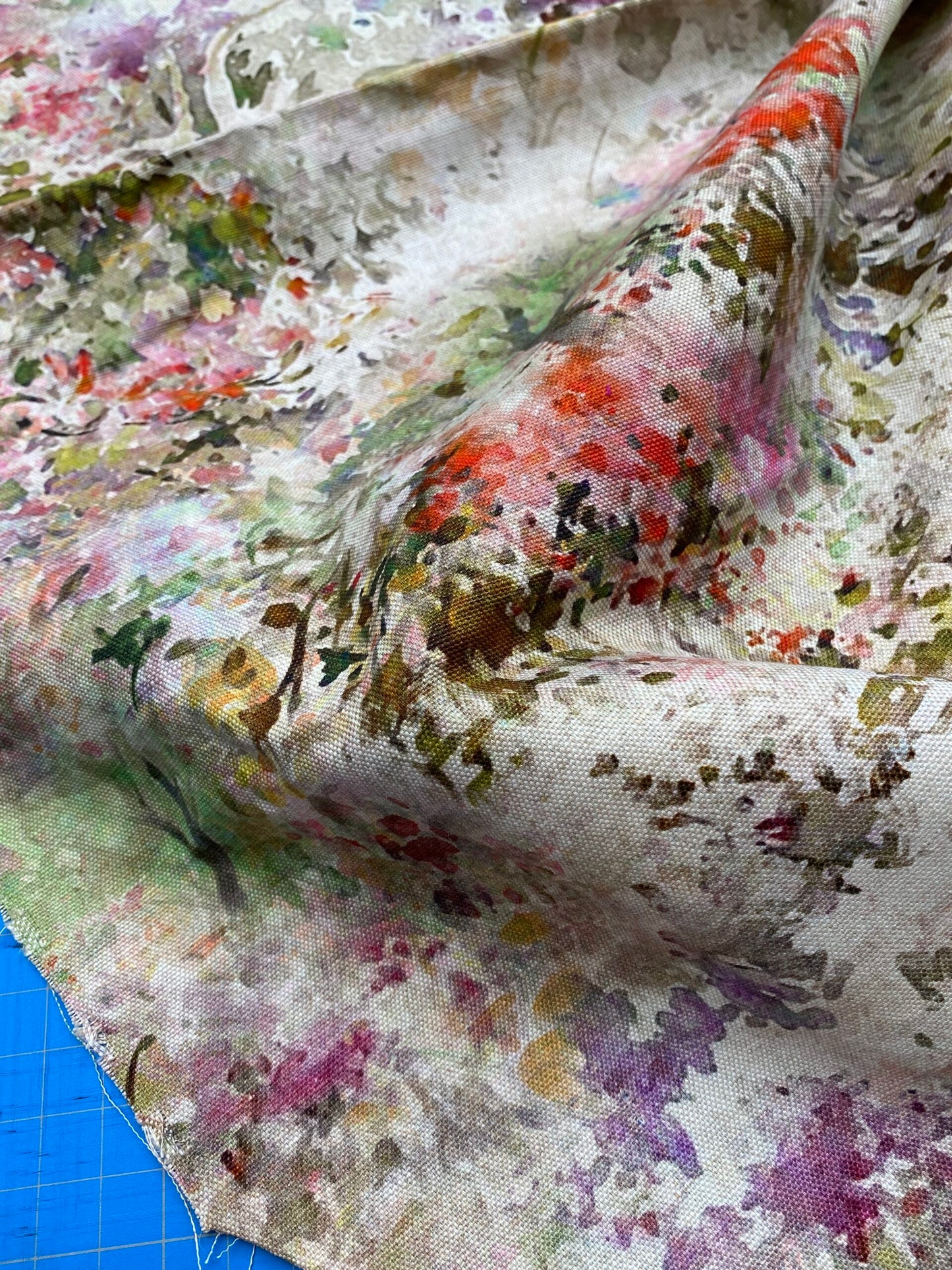 42 Berkbox77 Square Printed Fabrics by Old World Weavers Parc Oriental Moss Flame French Impressionist 1.2yd x 26" MSRP USD 318/Y