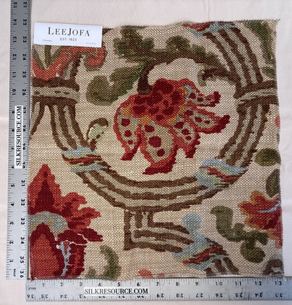 Special Order Lee Jofa New Sevilla - Red Olive Medallion Suzani Persian Green Brown Beige Linen