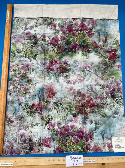 44 Berkbox77 Square Printed Fabrics by Old World Weavers Park Oriental Blue Orchid Flame French Impressionist MSRP USD 318/Y