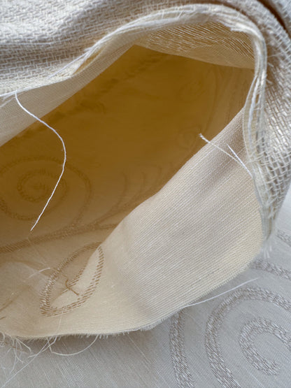 By Yard Scalamandre Soren Ivory White Modern Scandinavian Crewel Foliage Vine Linen MSRP USD 312/Y