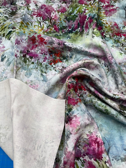 44 Berkbox77 Square Printed Fabrics by Old World Weavers Park Oriental Blue Orchid Flame French Impressionist MSRP USD 318/Y