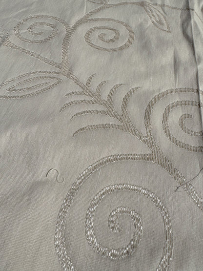 By Yard Scalamandre Soren Ivory White Modern Scandinavian Crewel Foliage Vine Linen MSRP USD 312/Y
