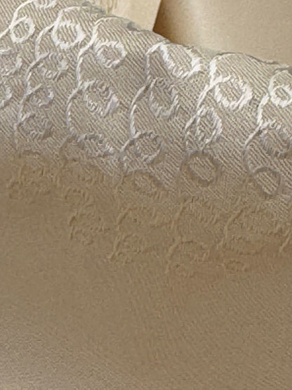 By Yard  100% Silk Damask Loop Doodle "vanilla" Ecru Beige Cream MSRP USD 200+/Y