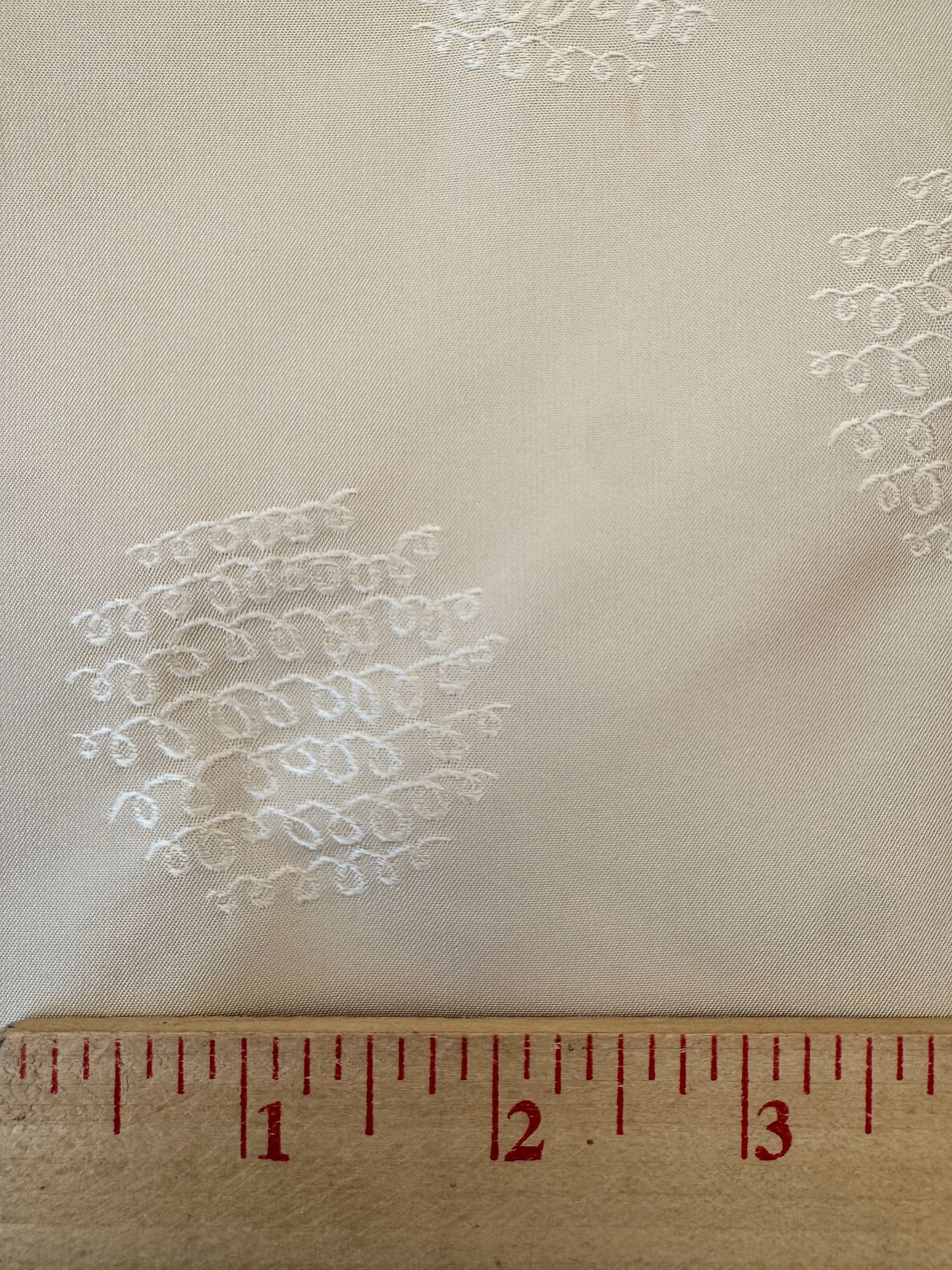 By Yard  100% Silk Damask Loop Doodle "vanilla" Ecru Beige Cream MSRP USD 200+/Y