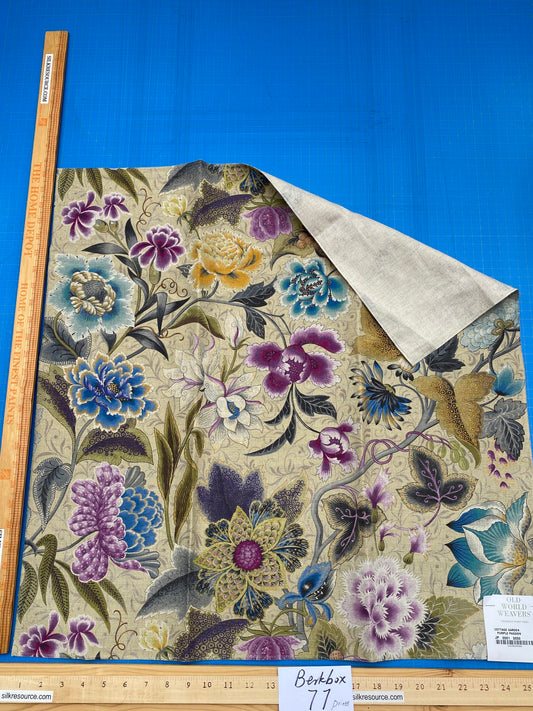 47 Berkbox77 Square Printed Fabrics by Old World Weavers Cottage Garden Purple Passion MSRP USD 204/yard