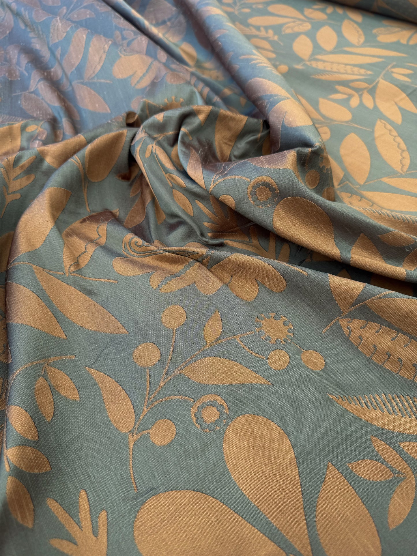 100% Silk Damask Fairy Tale Tree Of Life "teal" Blue Thick Josef Frank -By The Yard - MSRP USD356/Y