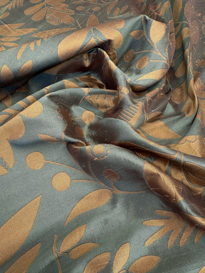 100% Silk Damask Fairy Tale Tree Of Life "teal" Blue Thick Josef Frank -By The Yard - MSRP USD356/Y