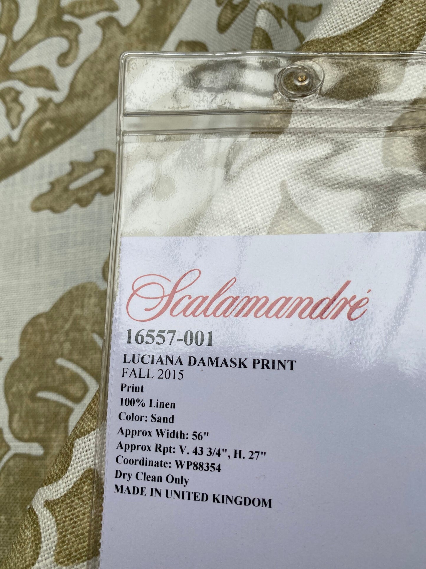 48 Berkbox77 Square Printed Fabrics by Scalamandre Luciana Damask Print Linen Beige White MSRP USD 346/yard