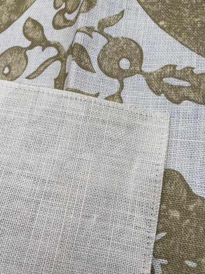 48 Berkbox77 Square Printed Fabrics by Scalamandre Luciana Damask Print Linen Beige White MSRP USD 346/yard