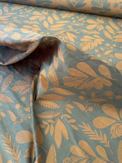 100% Silk Damask Fairy Tale Tree Of Life "teal" Blue Thick Josef Frank -By The Yard - MSRP USD356/Y