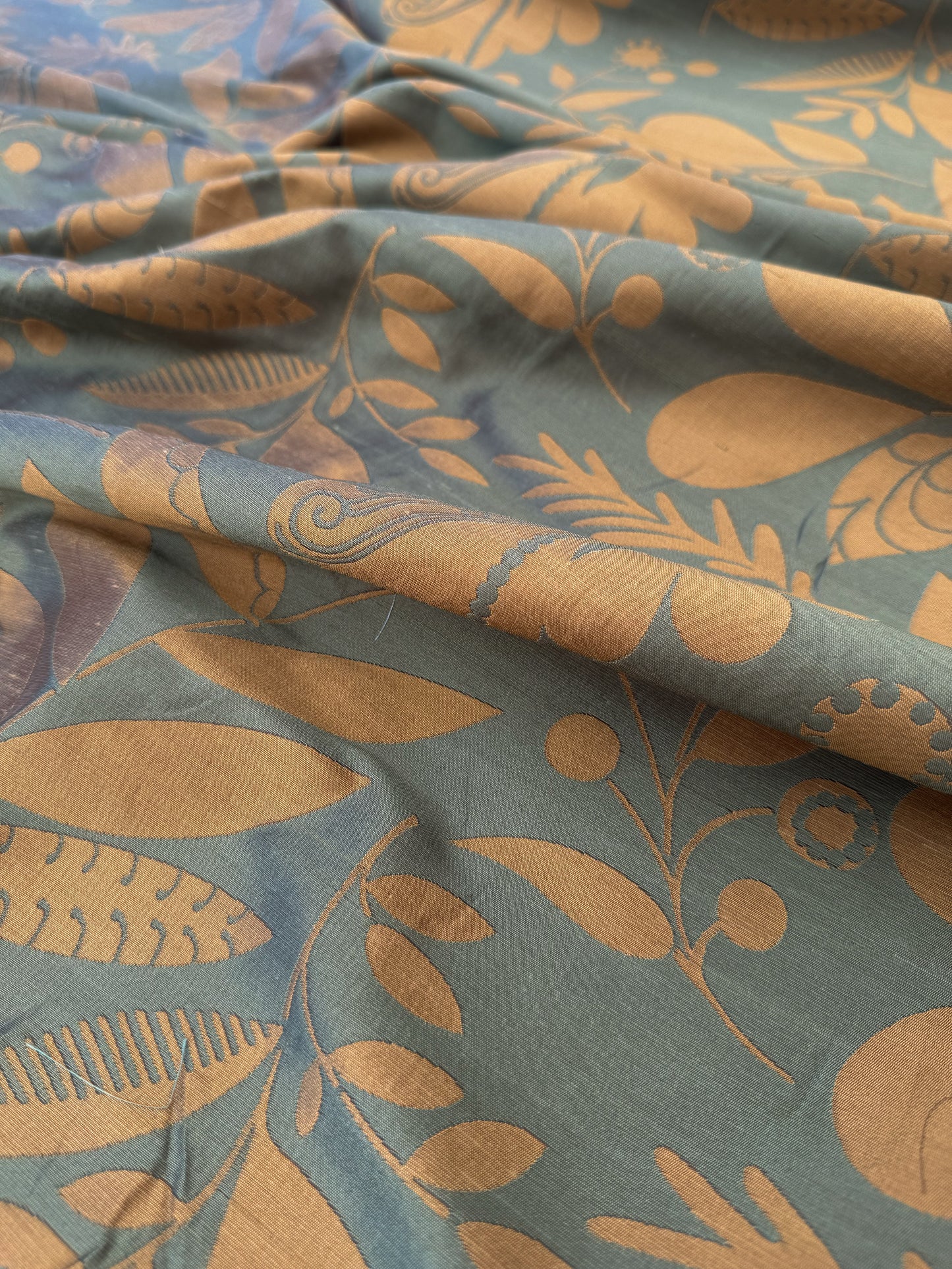 100% Silk Damask Fairy Tale Tree Of Life "teal" Blue Thick Josef Frank -By The Yard - MSRP USD356/Y