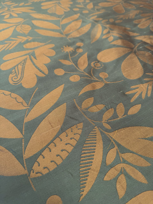 100% Silk Damask Fairy Tale Tree Of Life "teal" Blue Thick Josef Frank -By The Yard - MSRP USD356/Y