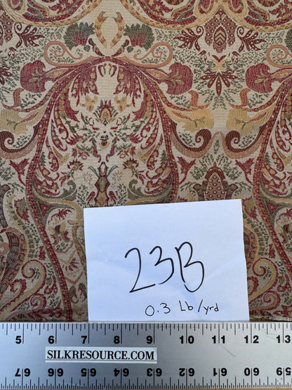 Scalamandre Baranzelli Regency 100%silk Lampas Red Green Renaissance Paisley Extra Wide -By The Yard